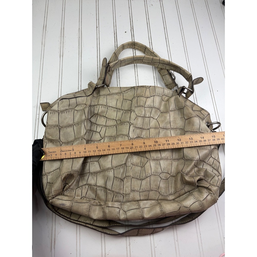 Charming Charlie Vintage Y2K Taupe Croc Embossed Shoulder Crossbody Purse - Picture 9 of 13